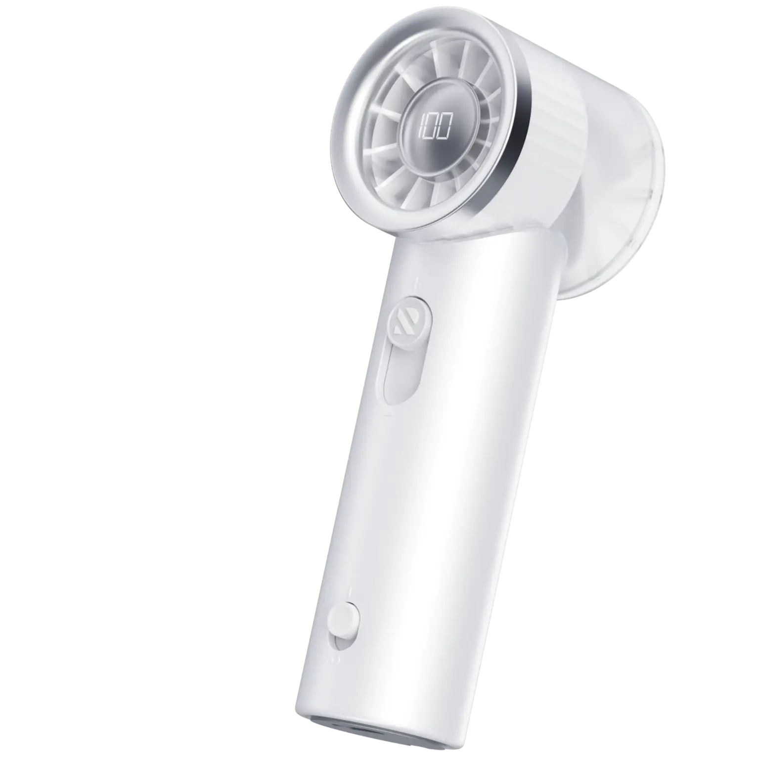 RANVOO 2026 Mini & Powerful Turbo 100 Speeds Cooling Handheld Fan Rechargeable LED Display for Outdoor Travel Portable Hand Fan, Gifts for Women & Men, Stylish, Pearly White